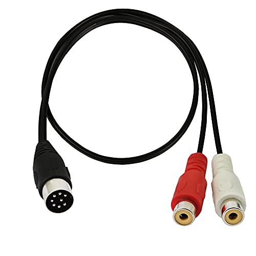 GINTOOYUN Din 8Pin auf 2RCA Kabel 9,84 Zoll 8Pin Din Stecker auf 2RCA Buchse Audio Adapterkabel für Musikinstrument Audio Equipment MIDI Device ect von GINTOOYUN