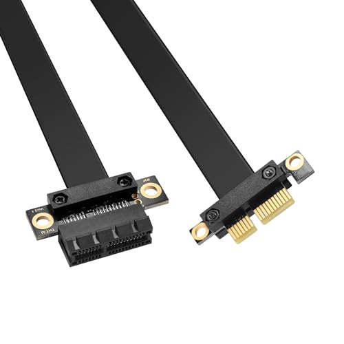 GINTOOYUN PCI-E 1X Erweiterungsadapter Jumper Kabel horizontal 180 Grad PCIE 1X Mann zu horizontal 180 Grad weibliches Erweiterungskabel für Grafikkarten,NICs,Soundkarten,etc(11.8Inch)(180 Grad 30CM) von GINTOOYUN