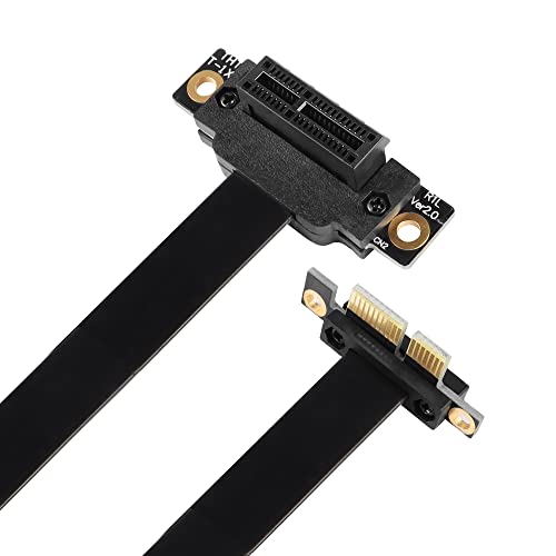 GINTOOYUN PCIE 1X Verlängerungskabel 90 Grad PCI Express 3.0 1X Stecker auf Buchse auf Wireless Netzwerkkarte Soundkarte Anschlusskabel (50cm, Slot 90° nach oben)(50CM) von GINTOOYUN