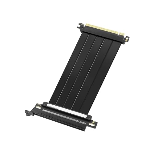 GINTOOYUN PCIE 4.0 X16 Grafikkarte Verlängerungskabel Schwarz PCIE 4.0 X16 Stecker auf 180 Grad weibliche GPU Steigerkabel für Grafikkartengehäuse, etc. (9.8Inch)(180 Grad) von GINTOOYUN