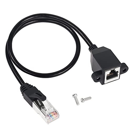 GINTOOYUN RJ50 10P10C Ethernet-Kabel, 10-poliges RJ48-Stecker auf Buchse, Kabel mit Panel-Montage-Schraubenloch, für industrielle Steuergeräte, Scanner, Laserausrüstung usw. 26 AWG, 60 cm (23,6) von GINTOOYUN