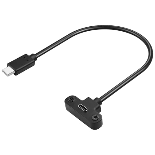 GINTOOYUN USB-C Panel Mount Kabel USB 2.0 Tyep C Stecker auf Tyep C Panel Mount weibliches Verlängerungskabel mit Panel Mount Schraube für Laptops, Computer Cases,Tablets,etc(12.6 Zoll) von GINTOOYUN