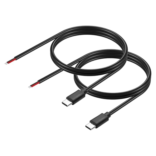 GINTOOYUN USB C zu 2 Pin Bare Wire Open End Stromkabel 39,37 Zoll 5V / 3A USB Typ C männlicher Stecker für USB Typ C Ausrüstung installiert oder Ersatz Reparatur DIY Kabel(1m) von GINTOOYUN
