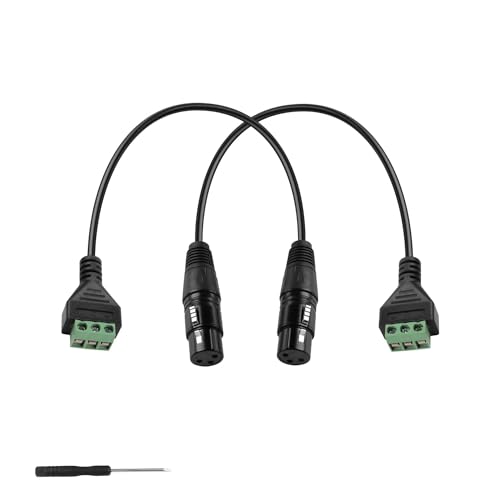 GINTOOYUN XLR Kabel 3 Pin XLR Buchse zu 3 Pin Terminal Konverter Adapter Kabel für Lautsprecher, Mikrofon, Sound Ausrüstung, Live Performance und Aufnahme(33cm)(Mutterkopf) von GINTOOYUN