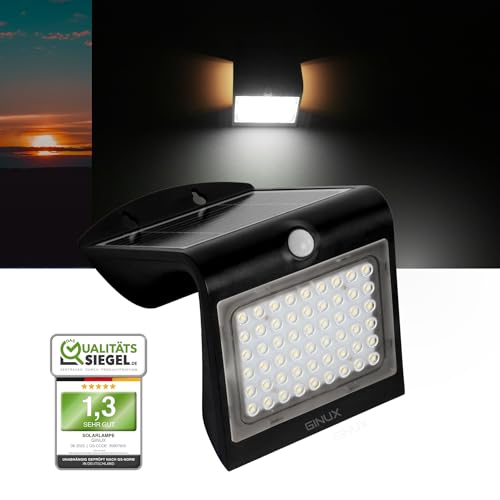 GINUX® Solarlampen für außen mit Bewegungsmelder - Solar Wandleuchte aussen mit Superhellen LEDs und PIR-Sensor, Solar LED Strahler für Wand und Garten (Schmetterling 40W-Schwarz) von GINUX
