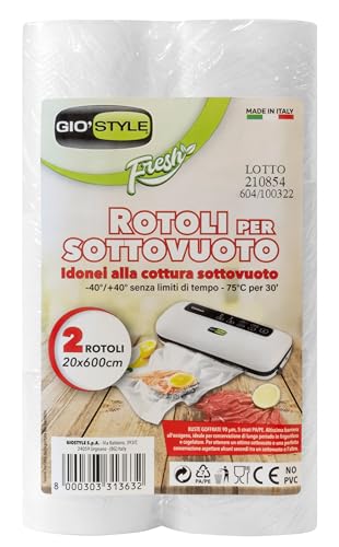 GIO'STYLE 2 Vakuumrollen Fresh | 20 x 600 cm | geeignet zur Aufbewahrung und zum Vakuumgaren | BPA-frei | Made in Italy von GIO'STYLE