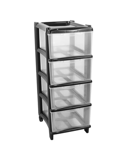 Gio'Style Essential Cassie Kommode | 4 Schubladen | Schwarz | H 76 cm | Made in Italy von GIO'STYLE