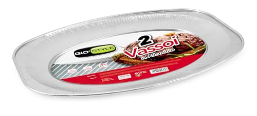 GIO'STYLE Set mit 2 mittelgroßen Aluminium-Tabletts – 8 Portionen | 35 x 24 cm | Made in Italy von GIO'STYLE