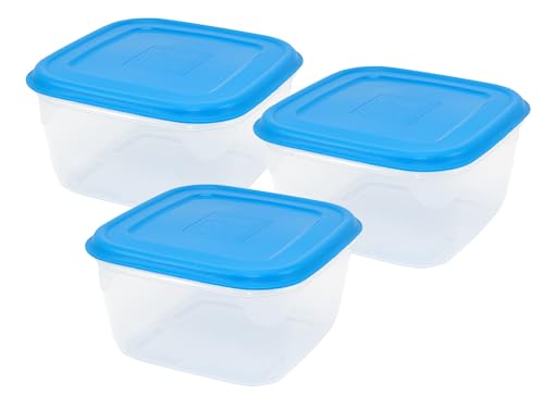 GIO'STYLE Set mit 3 luftdichten Lebensmittelbehältern – 0,5 l + 1 l + 1,5 l – Made in Italy – quadratisch – geeignet für Kühlschrank, Gefrierschrank und Mikrowelle – luftdicht von GIO'STYLE