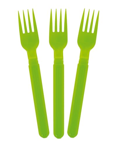 GioStyle 3er-Set Gabeln aus lebensmittelechtem Kunststoff | 19 cm | Grün | Made in Italy | Perfekt für Partys, Picknicks, Camping | Linie Trippy von GIO'STYLE