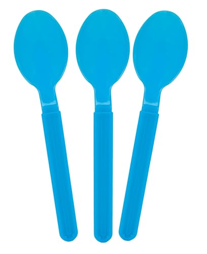 GioStyle Set mit 3 Löffeln aus lebensmittelechtem Kunststoff | 19 cm | Türkis | Made in Italy | Perfekt für Partys, Picknicks, Camping | Linie Trippy von GIO'STYLE