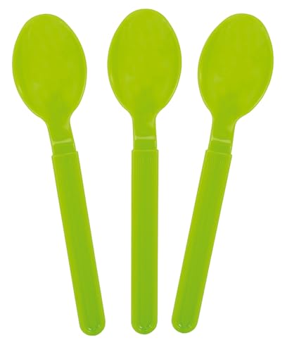 GioStyle Set mit 3 Löffeln aus lebensmittelechtem Kunststoff | 19 cm | Grün | Made in Italy | Perfekt für Partys, Picknicks, Camping | Linie Trippy von GIO'STYLE