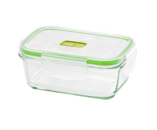 giostyle GIO'STYLE Lebensmittelbehälter aus Glas – 0,8 l – luftdichter Verschluss – rechteckig – Made in Italy – geeignet für Kühlschrank, Gefrierschrank und Mikrowelle – Linie 2 in 1 Glas von GIO'STYLE