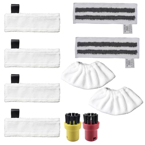 10 Stück Dampfreiniger Zubehör Set Kompatibel für Kärcher Dampfreiniger EasyFix SC 2, SC 3, SC 4, SC 5, Ersatztücher Set für Alle Böden (4 Bodentücher+2 Schleiftüch+2 Handdüsentüch+2 Rundbürsten) von GIONAR