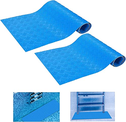 2 Stück Schwimmbadleitermatte,Pool schutzmatte,Anti Rutsch Leitermatte für Schwimmbäder,Schutzmatte Für Poolleiter,Poolunterlage Mit Rutschfester Textur Für Schritte,Treppen,Leitern 90x23CM von GIONAR