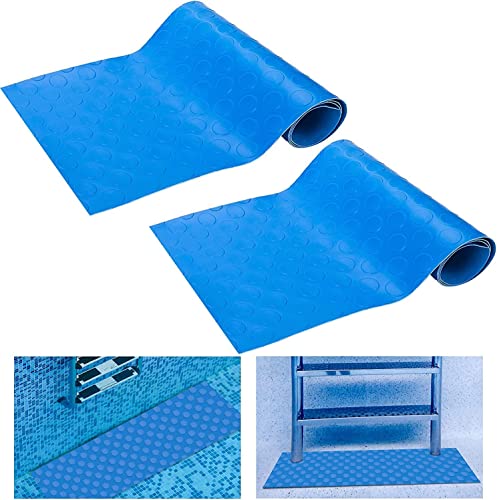 2 Stück Schwimmbadleitermatte,Pool schutzmatte,Anti Rutsch Leitermatte für Schwimmbäder,Schutzmatte Für Poolleiter,Poolunterlage Mit Rutschfester Textur Für Schritte,Treppen,Leitern 90x23CM von GIONAR