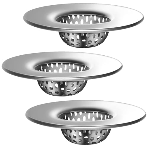 GIONAR 3 Stück Abflusssieb, Haarsieb Dusche, Sieb für Spülbecken, Abflusssieb Küchenspüle, Waschbecken Sieb,Duschsieb Abfluss Haare, Bodenabflusssieb Edelstahl von GIONAR
