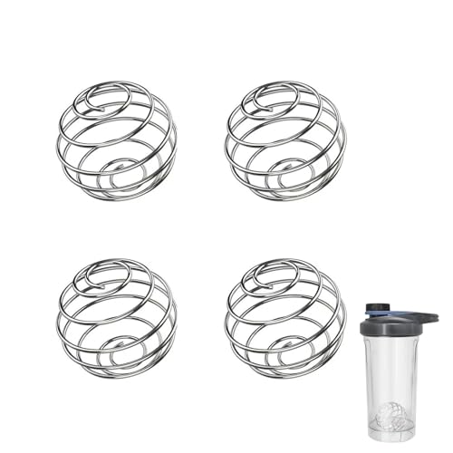 GIONAR 4 Stück Shaker Kugel, Edelstahl Shaker Ball, Shaker mit Kugel, Shaker Proteinshake mit Kugel, Metall Flaschenmischer, Protein Shaker mit Kugel,Shaker Kugel Edelstahl für Protein-Mischgetränke von GIONAR