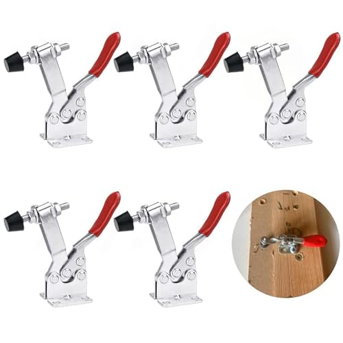 5 Stück Schnellspanner GH-201-B, Kniehebelspanner, Haltekraft Waagrechtspanner, Haltekraft Waagrechtspanner, Anti-Rutsch Knebelklemme Handwerkzeuge, Clamp Handwerkszeug 90Kg/198Lbs Fassungsvermögen von GIONAR