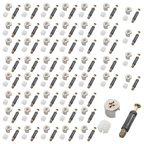GIONAR 50 Sätze Professionelles Möbelverbinder Set, M15 Exzenter Möbelverbinder, Passschrauben, Korpusverbinder und Mehr, mit Schrauben und Einschraubstiften, Praktischer Verbindungsbeschlag für Möbel von GIONAR