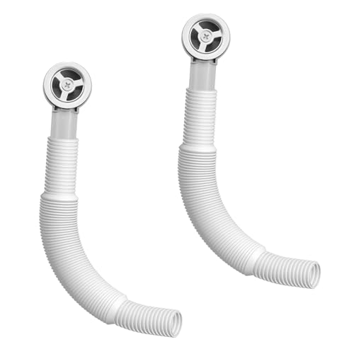 GIONAR Waschbecken-Überlauf-Set, 2-teilig, inkl. Überlaufabdeckung und Überlaufrohr, Rohrdurchmesser 21,5 mm, Länge 23–60 cm (runder Überlaufring: 41 x 41 mm) von GIONAR