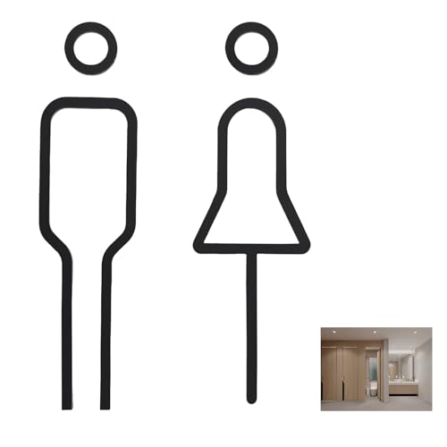 WC Türschild Toilette Männer & Frauen, 2er Set Selbstklebende Toilettenschild Mann Frau Acryl Türdeko WC-Schild für Toilette Badezimmer Kleiderschrank, 1.81 * 7.08INch, Black WC Türschild Toilette Männer & Frauen, 2er Set Selbstklebende Toilettenschild Mann Frau Acryl Türdeko WC-Schild für Toilette Badezimmer Kleiderschrank, 1.81 * 7.08INch, Black von GIONAR