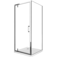 Dusche mit fester Seitenwand und Drehfalttür mit asymmetrischen Scharnierbolzen – 8 mm Glas – H 200 cm – Chrom 70 (68-70) FIXE x PORTE 85 (82-85) von GIORGY