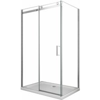 Duschkabine 8 mm Ecke mit 1 seitlicher fester Glasscheibe (reversibel) und 1 Schiebetür, Höhe 190 cm 70 (67-69) x 130 (127,5-129) von GIORGY