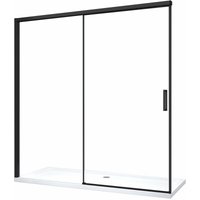 Duschtür zur Einbau in Nische mit sanftem Soft-Close-Verschluss H 200, 8 mm matter schwarzer Rahmen Cm 150 (147-150) von GIORGY