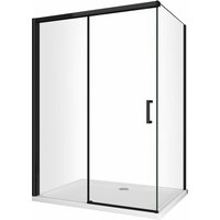 Eckdusche mit feststehender Seitenwand und Fronttür mit sanfter, gedämpfter Schließung H 200 8 mm, matt schwarzem Rahmen Cm 120 (118-120) x 120 von GIORGY