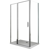 Eckduschkabine, 1 feststehende Wand + 1 Pendeltür mit festem Glas in einer Linie, 6 mm dickes, beidseitig montierbares Glas 71,5-74 feste Wand + Tür von GIORGY