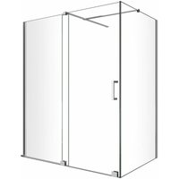 Eckduschkabine mit seitlichem festen Paneel und vorderer Schiebetür ohne Rahmen h 200 in transparentem Chrom Cm 75 (73-75) x 170 (166-171) von GIORGY