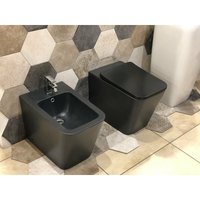 Bodenstehendes Wand-WC- und Bidet-Set, quadratisches Modell, mattes Schwarz mit Soft-Close-Toilettensitzabdeckungen von GIORGY