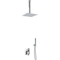 Duschset mit 2 Funktionen, inklusive Duscharmatur, bestehend aus einem schlanken Edelstahl-Duschkopf von 2 mm, einem Duscharm, einem Wasseranschluss, von GIORGY