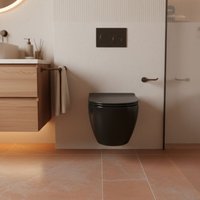 LANERI Hänge-WC Serie New Bent – Spülrandlos – Ohne Brida – Schwarz Matt – Kompakte Größe 49,5 cm – Soft-Close WC-Sitz LANERI Hänge-WC Serie New Bent – Spülrandlos – Ohne Brida – Schwarz Matt – Kompakte Größe 49,5 cm – Soft-Close WC-Sitz von GIORGY
