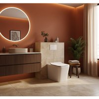 LANERI Stand-WC Edge Rim – Spülrandlos – Wandbündig – Weiß Glänzend – Kantiges Design – Soft-Close WC-Sitz LANERI Stand-WC Edge Rim – Spülrandlos – Wandbündig – Weiß Glänzend – Kantiges Design – Soft-Close WC-Sitz von GIORGY