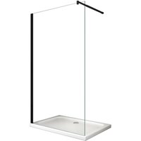 Giorgy - Moderne begehbare Duschwand 8mm mit schwarzem Rahmen und Arm, Easy-Clean h 200 108-110 von GIORGY