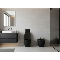 Set Sanitärkeramik Bent Rimless – Stand-WC + Bidet – Wandbündig – Schwarz Matt – Spülrandlos – Soft-Close WC-Sitz von GIORGY