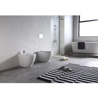Set Sanitärkeramik Bent Rimless – Stand-WC + Bidet – Wandbündig – Weiß Glänzend – Spülrandlos – Soft-Close WC-Sitz von GIORGY