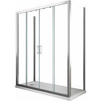 U-förmige Duschkabine, 3-seitig aus 6 mm Glas mit zentraler Schiebeöffnung mit 4 Flügeln, GRÖßE 87,5-90 feste Seitenwände und Tür, fest + tür 208-213 von GIORGY