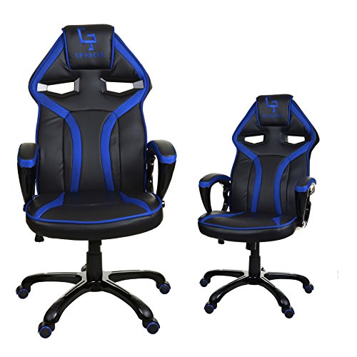 GIOSEDIO GP Racer Gaming Chefsessel Bürostuhl Modisch Racing Stuhl Computerstuhl (Schwarz/Blau) von GIOSEDIO