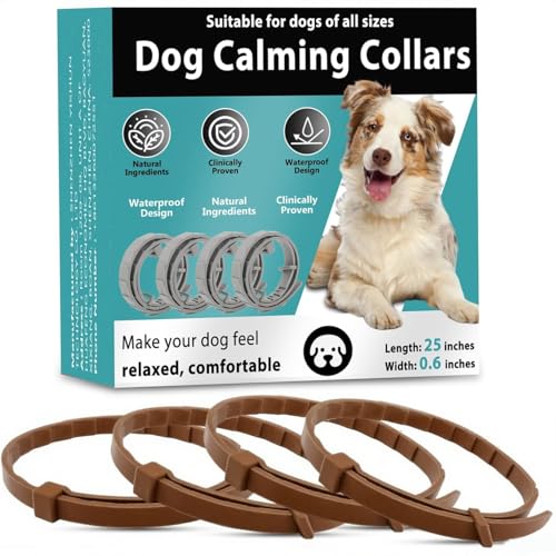 Beruhigende Halsbänder für Hunde, 4 Packungen, enthält langanhaltendes Pheromon, Trennung/Stress/Angstlinderung für Hunde, beruhigende Wirkung hält 60 Tage, universell für kleine, mittelgroße und von GIOVARA