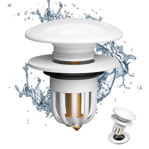 GIOVARA Pop up Abflussstopfen, Keramik Waschbeckenstöpsel mit Abflusssieb, Vollkupfer-Hüpfkern Spülbeckenstöpsel für Waschbeckenstöpsel für Badezimmer und Küche für 34–40 mm von GIOVARA