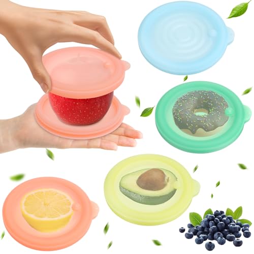 GIOVARA Silikon Obst Gemüse Sparer, Frischhaltetablett mit Silikondeckel Vakuum, Aufbewahrungsbox für Kühlschrank, BPA-freie Frischhaltedosen für Avocado, Zwiebel, Tomate, Zitrone (3er-Set) von GIOVARA