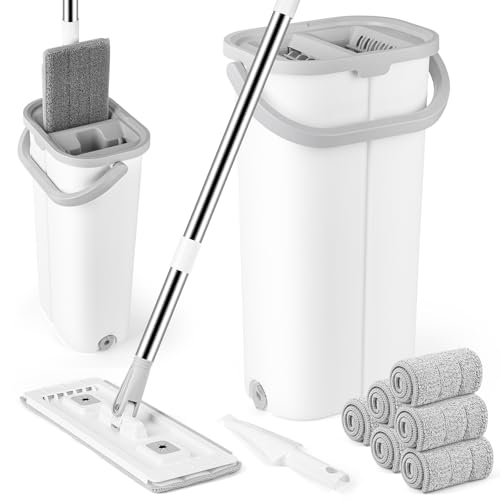 Wischmopp Set mit Eimer GIOVARA Wischeimer mit Auswringfunktion, dreieckiger 360-grad-reinigungsmopp, putzeimer mit wischmop mit 6 Mikrofaser Pads für Alle Böden,Weiß (Wischmopp-Set) Wischmopp Set mit Eimer GIOVARA Wischeimer mit Auswringfunktion, dreieckiger 360-grad-reinigungsmopp, putzeimer mit wischmop mit 6 Mikrofaser Pads für Alle Böden,Weiß (Wischmopp-Set) von GIOVARA