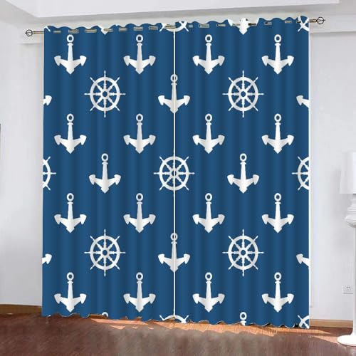 GIOVIA 3D Anker Vorhang Abdunkelnde Ozean Maritim Polyester Vorhänge mit ösen 2er Set Gardinen Blickdicht Verdunkelungs Geräuschreduzierung für Schlafzimmer Wohnzimmer B 220 X H 215 cm GIOVIA 3D Anker Vorhang Abdunkelnde Ozean Maritim Polyester Vorhänge mit ösen 2er Set Gardinen Blickdicht Verdunkelungs Geräuschreduzierung für Schlafzimmer Wohnzimmer B 220 X H 215 cm von GIOVIA