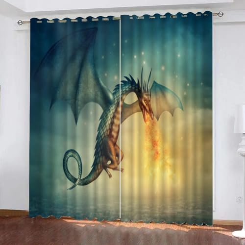 GIOVIA 3D Drachen Gardinen Abdunkelnde Tier Drache Kindervorhänge Vorhang mit ösen 2er Set Vorhänge Blickdicht Verdunkelungs für Kinderzimmer Schlafzimmer Wohnzimmer B 140 X H 160 cm GIOVIA 3D Drachen Gardinen Abdunkelnde Tier Drache Kindervorhänge Vorhang mit ösen 2er Set Vorhänge Blickdicht Verdunkelungs für Kinderzimmer Schlafzimmer Wohnzimmer B 140 X H 160 cm von GIOVIA