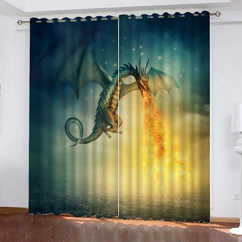 GIOVIA 3D Drachen Vorhänge Abdunkelnde Flammen Drache Kindervorhänge Vorhang mit ösen 2er Set Gardinen Blickdicht Verdunkelungs für Kinderzimmer Schlafzimmer Wohnzimmer B 150 X H 166 cm GIOVIA 3D Drachen Vorhänge Abdunkelnde Flammen Drache Kindervorhänge Vorhang mit ösen 2er Set Gardinen Blickdicht Verdunkelungs für Kinderzimmer Schlafzimmer Wohnzimmer B 150 X H 166 cm von GIOVIA