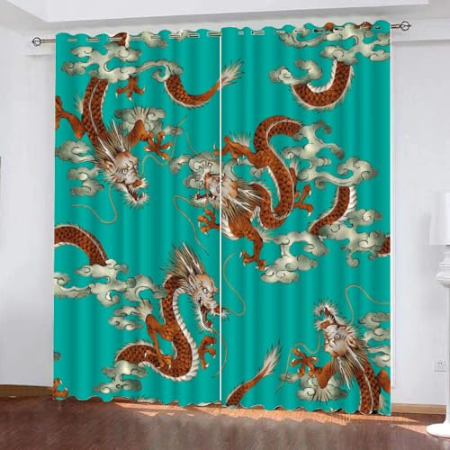 GIOVIA 3D Drachen Vorhänge Abdunkelnde Retro Drache Kindervorhänge Vorhang mit ösen 2er Set Gardinen Blickdicht Verdunkelungs für Kinderzimmer Schlafzimmer Wohnzimmer B 110 X H 95 cm GIOVIA 3D Drachen Vorhänge Abdunkelnde Retro Drache Kindervorhänge Vorhang mit ösen 2er Set Gardinen Blickdicht Verdunkelungs für Kinderzimmer Schlafzimmer Wohnzimmer B 110 X H 95 cm von GIOVIA