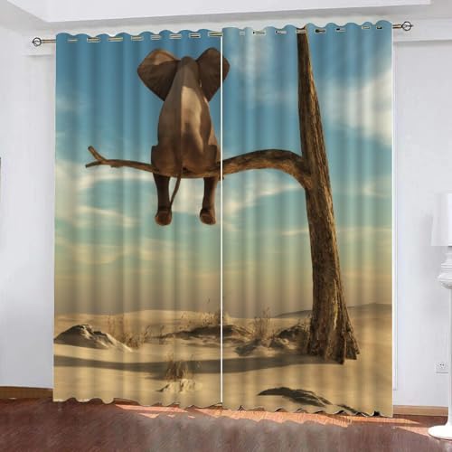 GIOVIA 3D Elefant Vorhänge Abdunkelnde Tier Elefant Kindervorhänge Vorhang mit ösen 2er Set Gardinen Blickdicht Verdunkelungs für Kinderzimmer Schlafzimmer Wohnzimmer B 110 X H 95 cm GIOVIA 3D Elefant Vorhänge Abdunkelnde Tier Elefant Kindervorhänge Vorhang mit ösen 2er Set Gardinen Blickdicht Verdunkelungs für Kinderzimmer Schlafzimmer Wohnzimmer B 110 X H 95 cm von GIOVIA